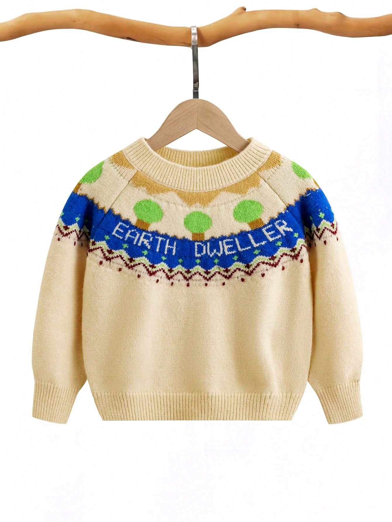 Young Boy Letter Pattern Raglan Sleeve Sweater