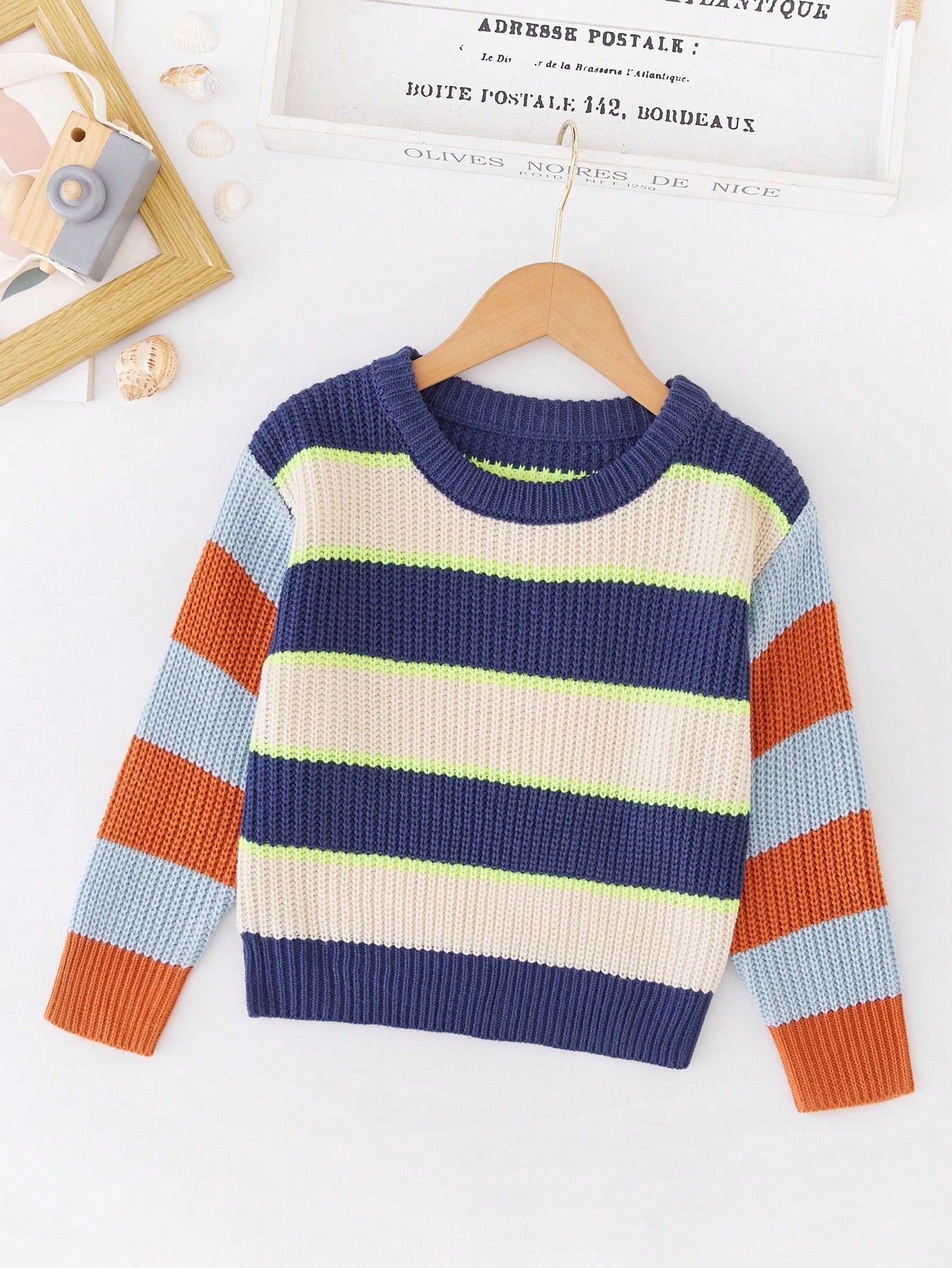 Young Boy Color Block Ribbed Knit Sweater