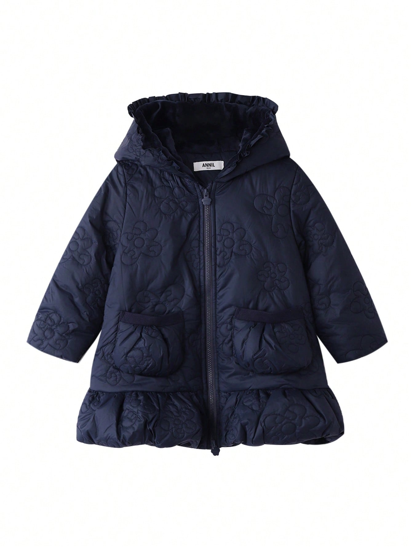 Girls' Mid-Length Coat, Blue