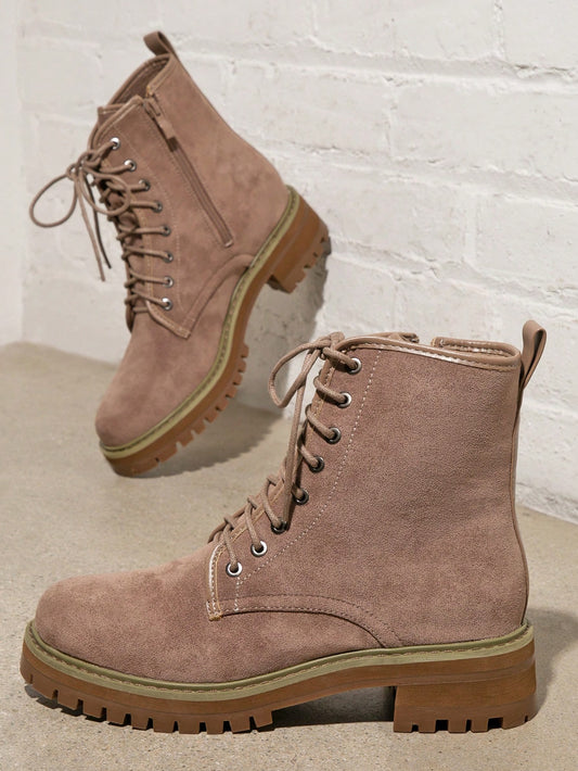 Side Zipper Laced Ankle Booties