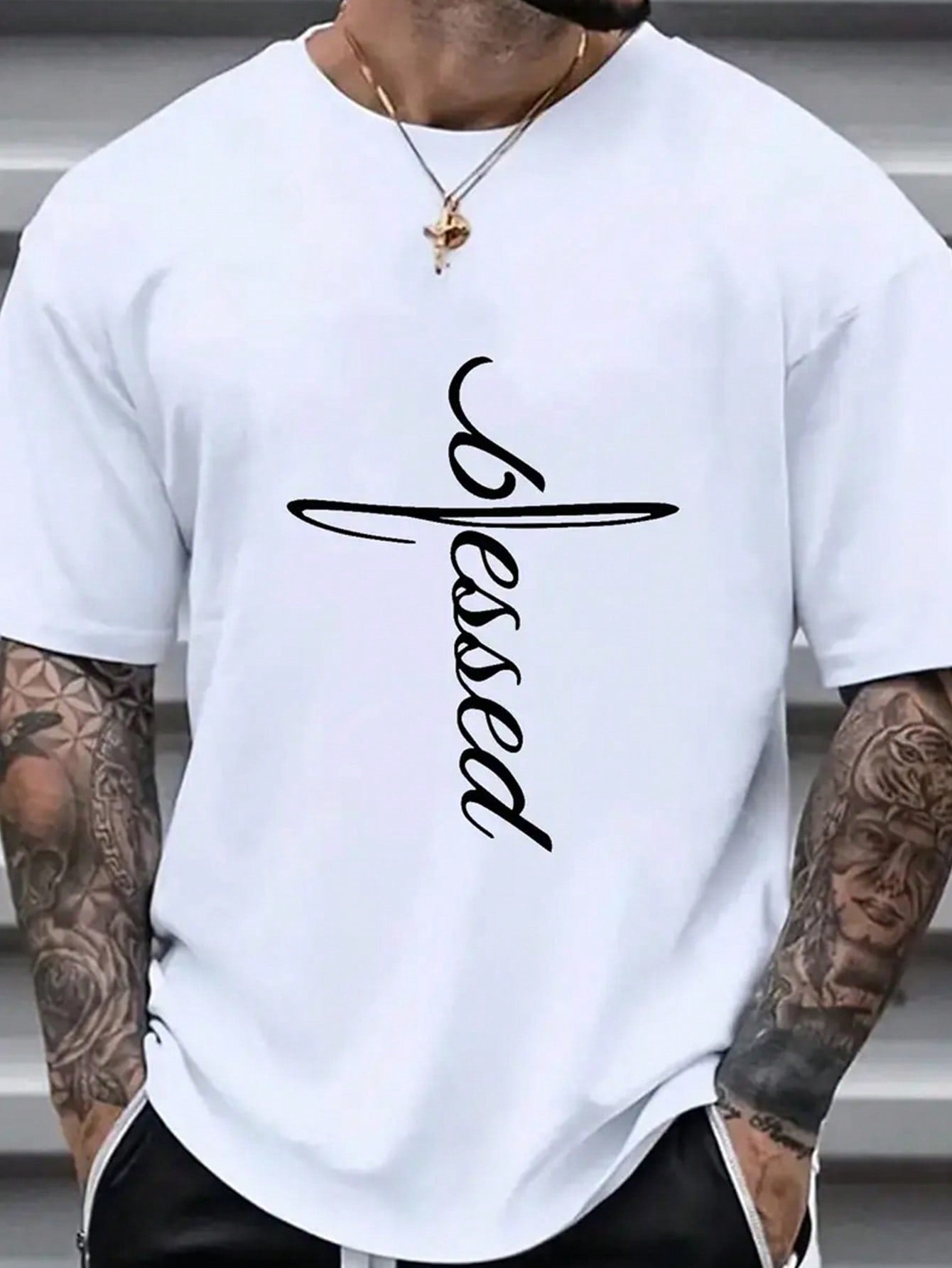 Men's Plus Size Letter Printed T-shirt