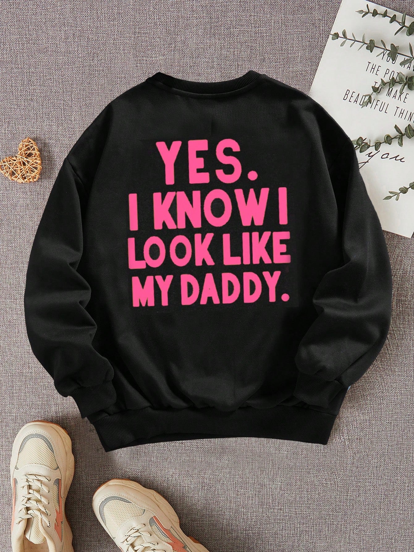 Teen Girl Slogan Graphic Drop Shoulder Sweatshirt