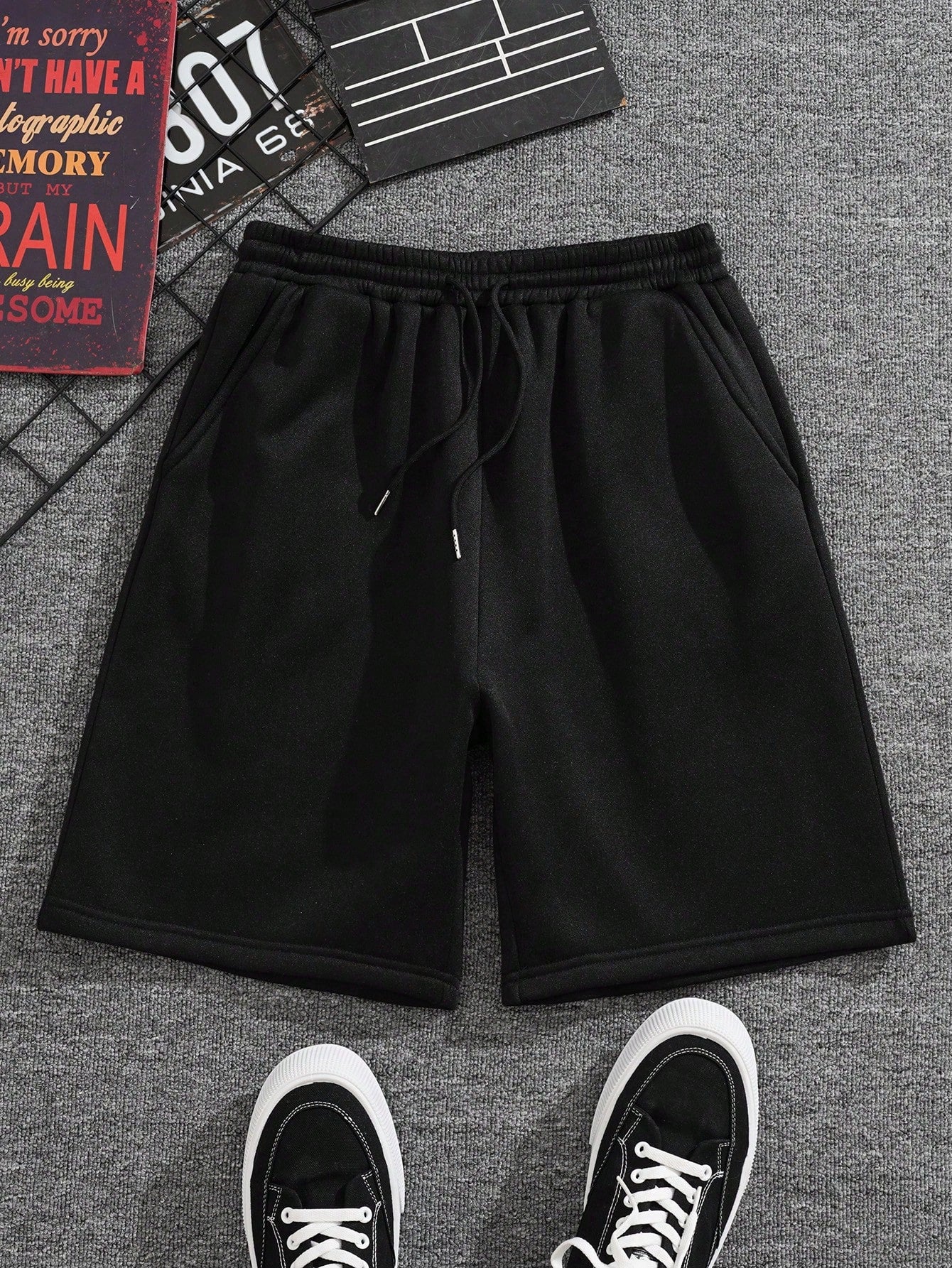 Men Plus Men Plus Drawstring Waist Slant Pocket Shorts