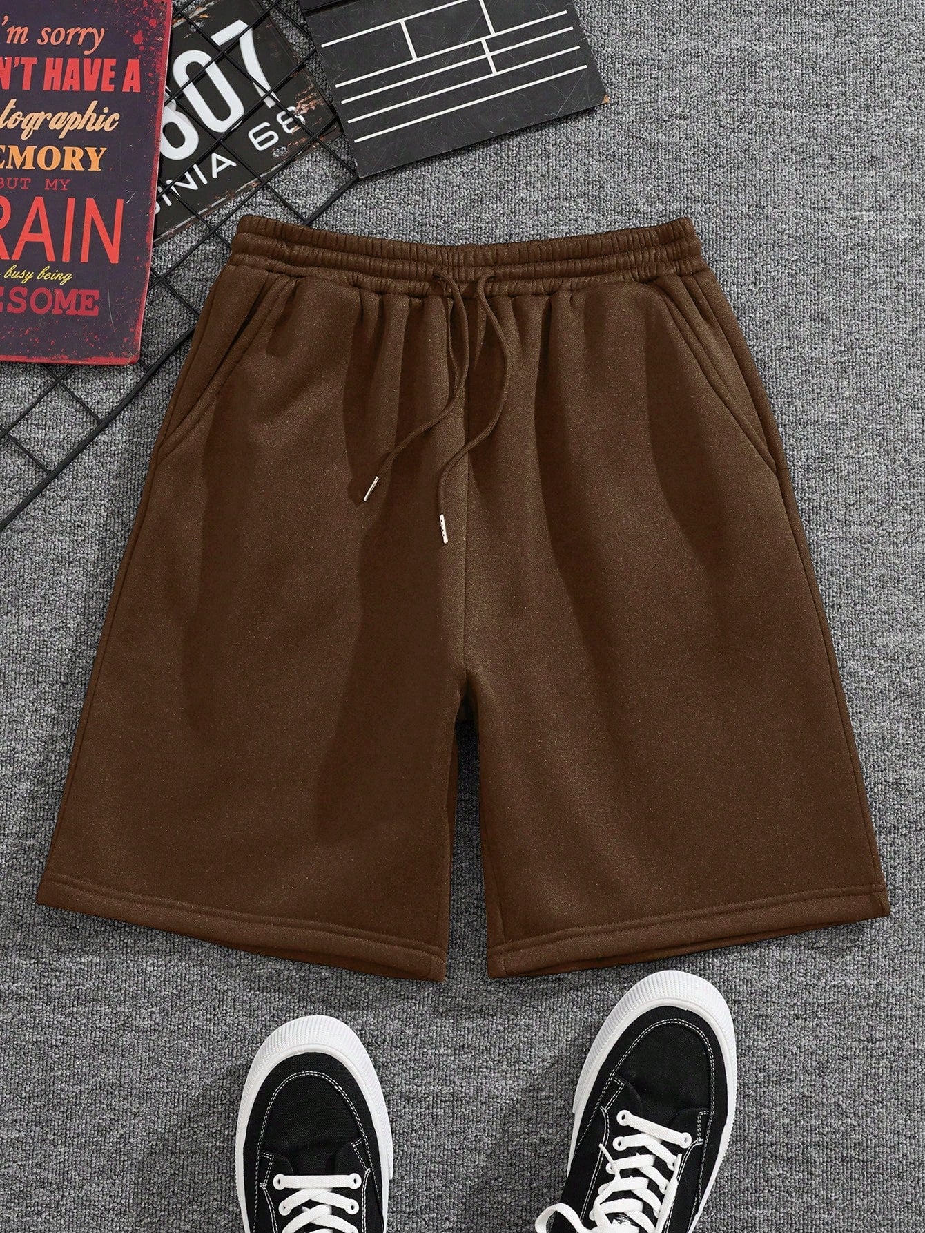 Men Plus Men Plus Drawstring Waist Slant Pocket Shorts