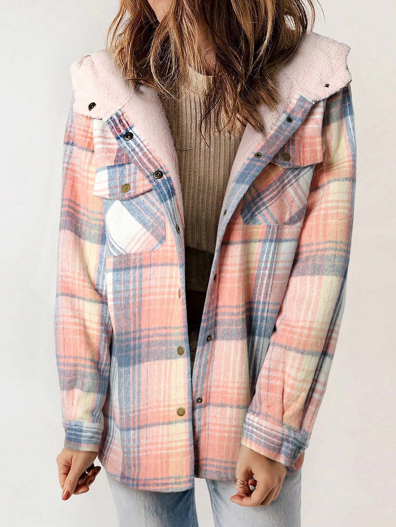 Plaid Print Thermal Lined Hooded Coat