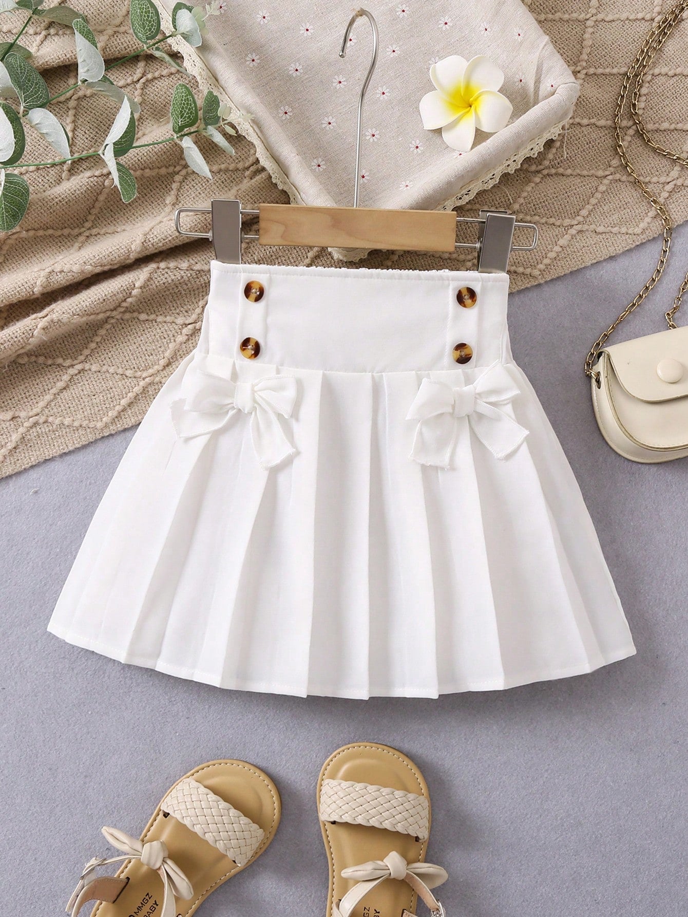 Young Girl Bow Front Pleated Skirt