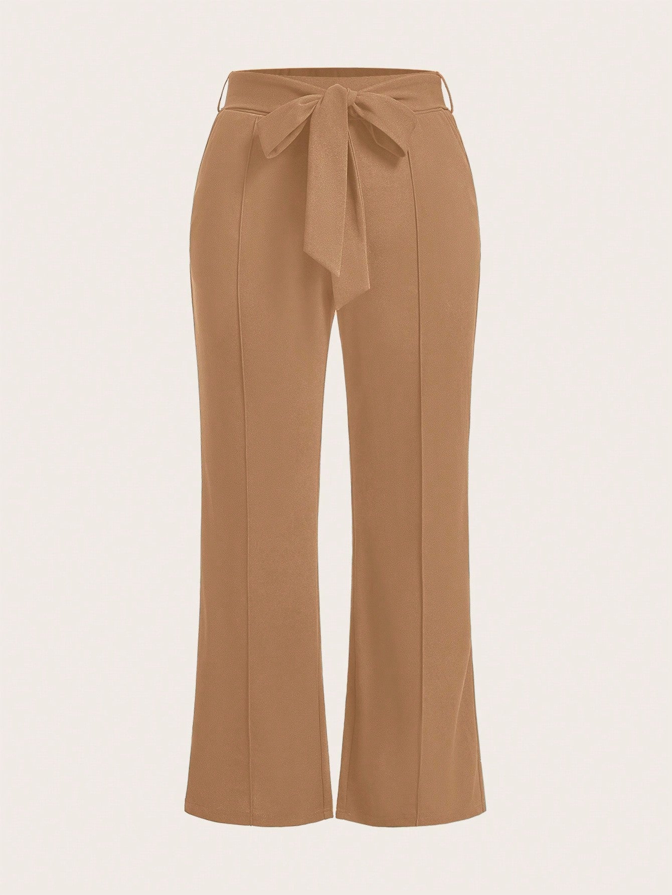 Plus  Summer Women Solid Belted Flare Summer Leg Pants