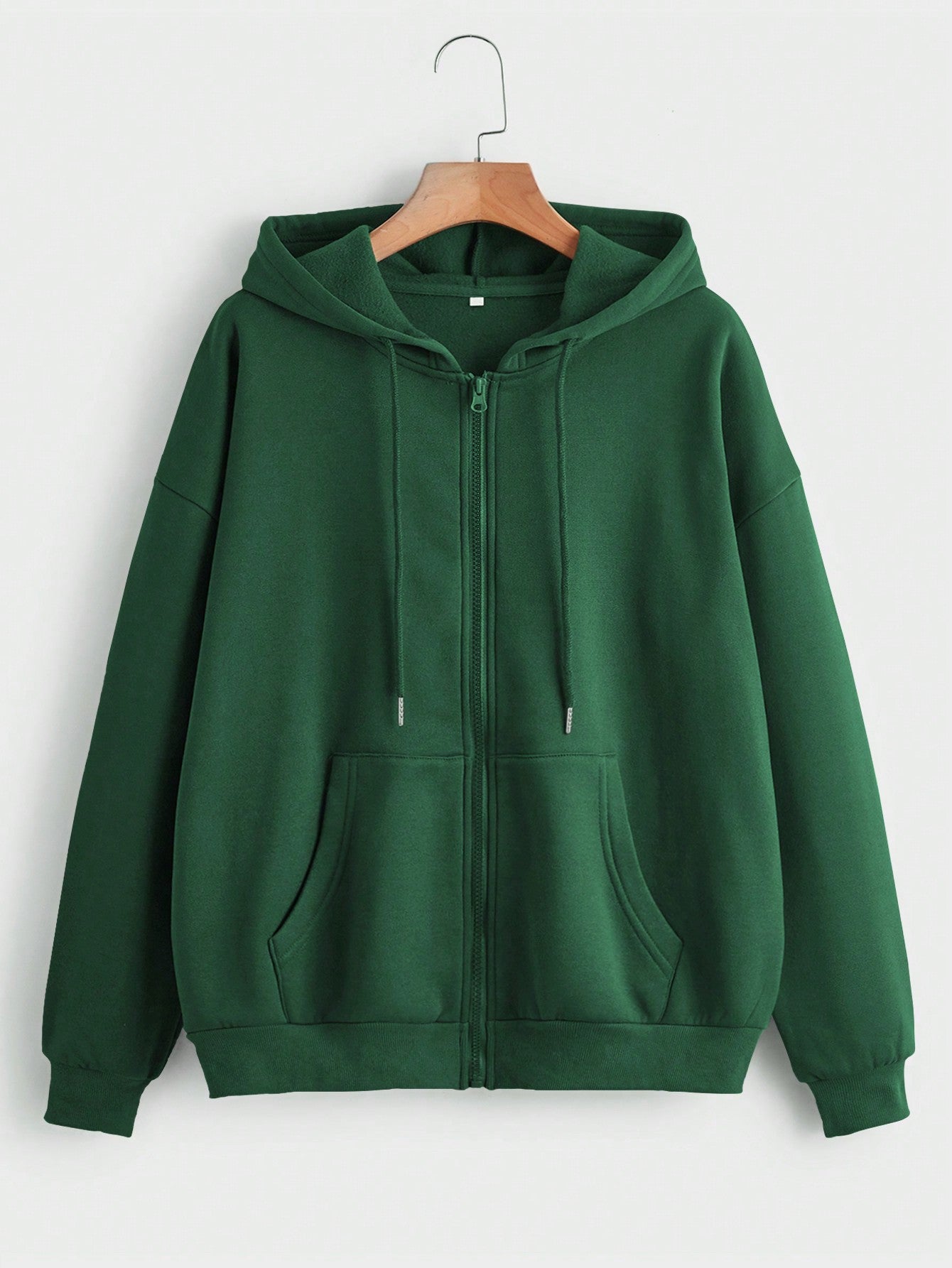 Plus Zip Up Drawstring Thermal Lined Hoodie