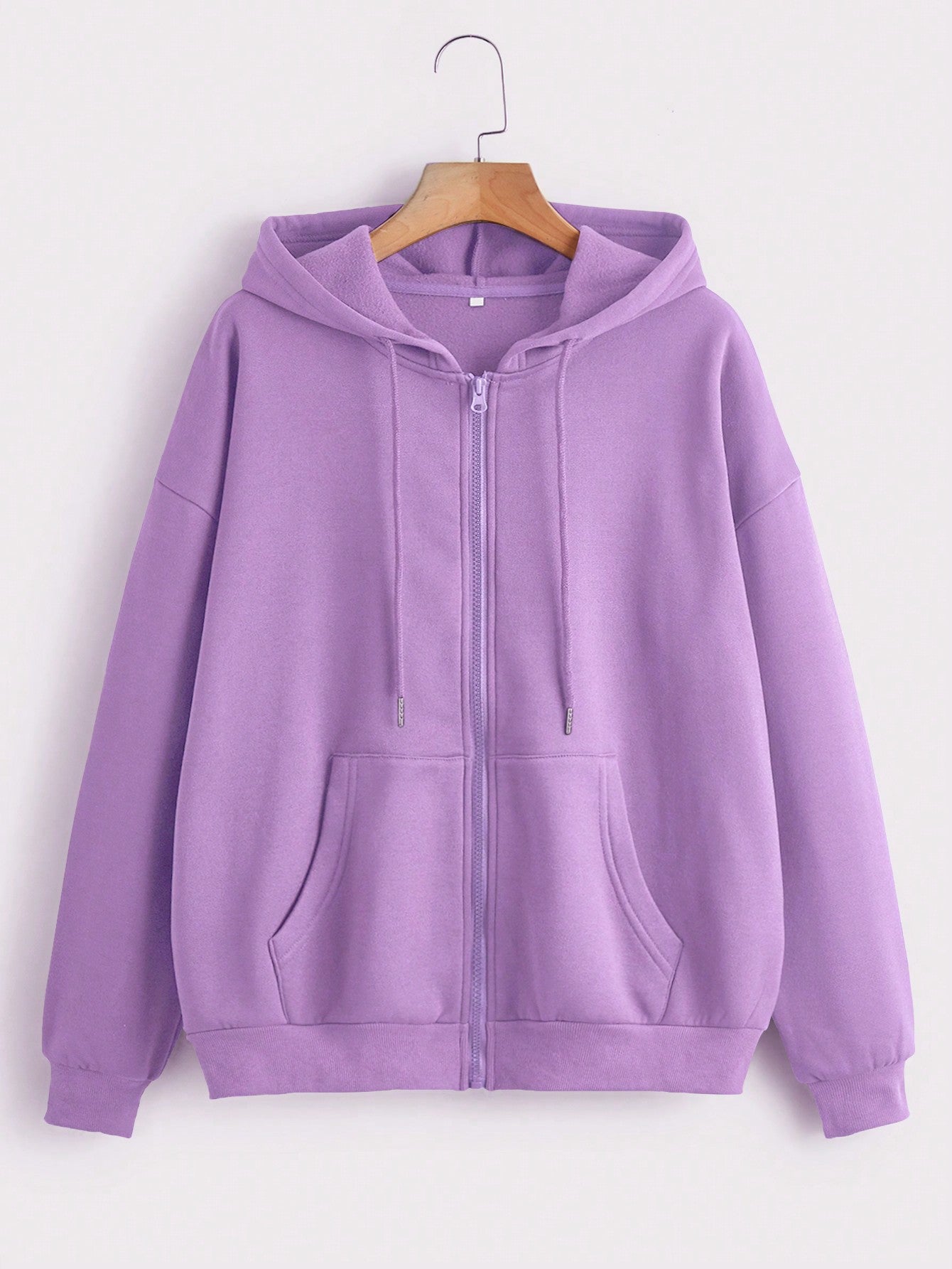 Plus Zip Up Drawstring Thermal Lined Hoodie