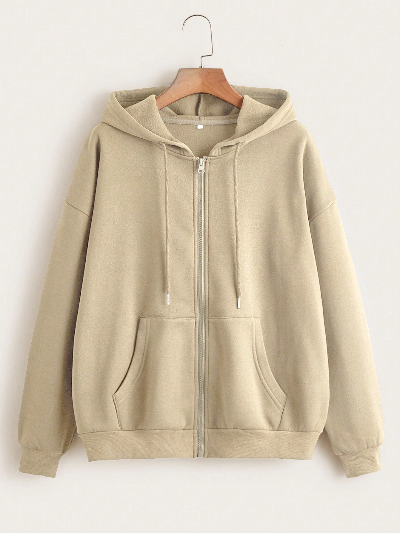 Plus Zip Up Drawstring Thermal Lined Hoodie