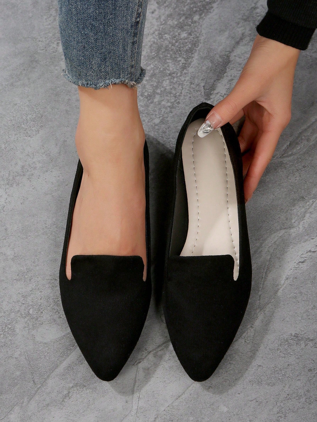 Elegant Flat Loafers For Women, Faux Suede Slip-on Flats