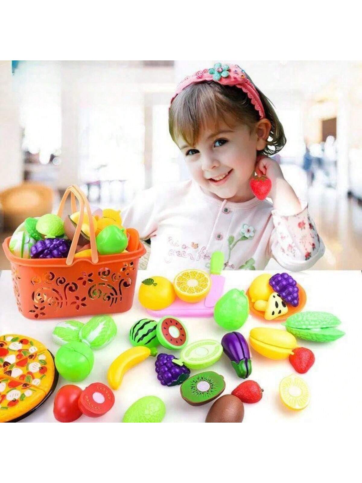 22pcs Random Fruit, Vegetable & Pizza Miniature Toy Set