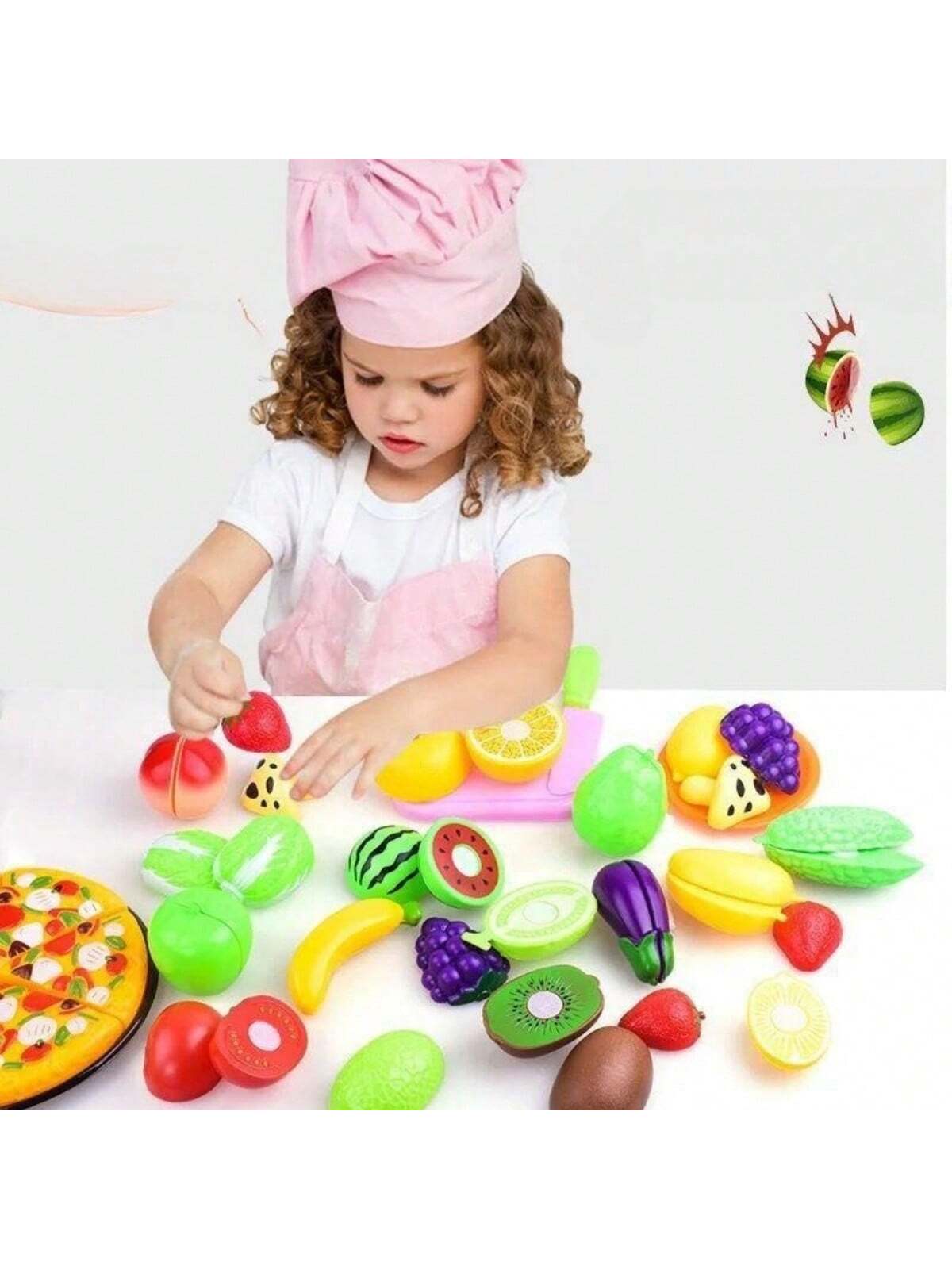 22pcs Random Fruit, Vegetable & Pizza Miniature Toy Set