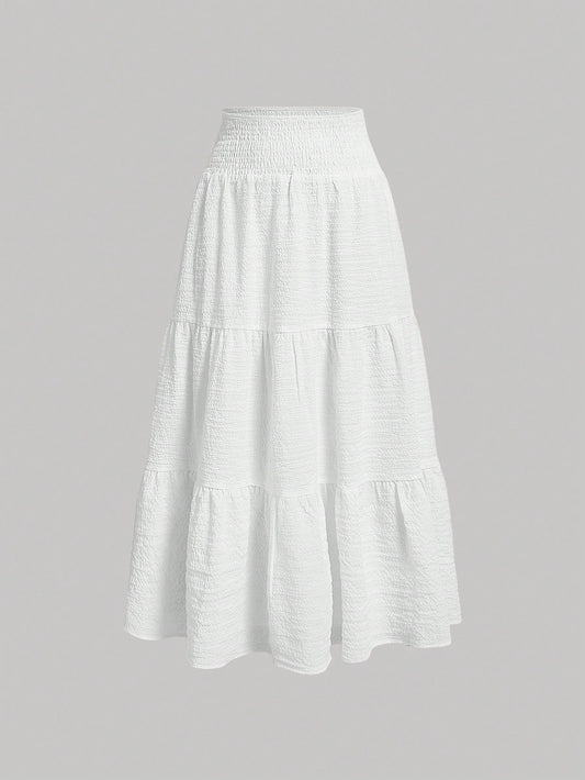 Solid Ruffle Hem Skirt