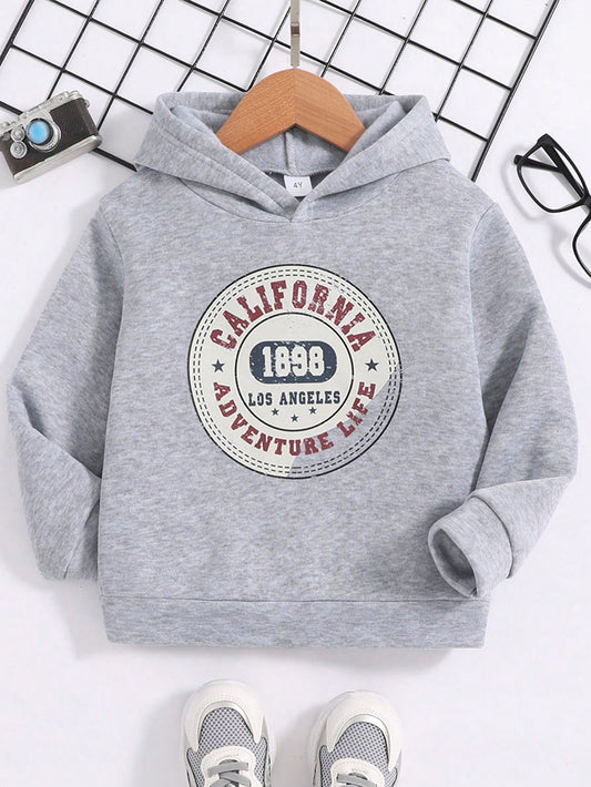 Young Boy Letter Graphic Hoodie