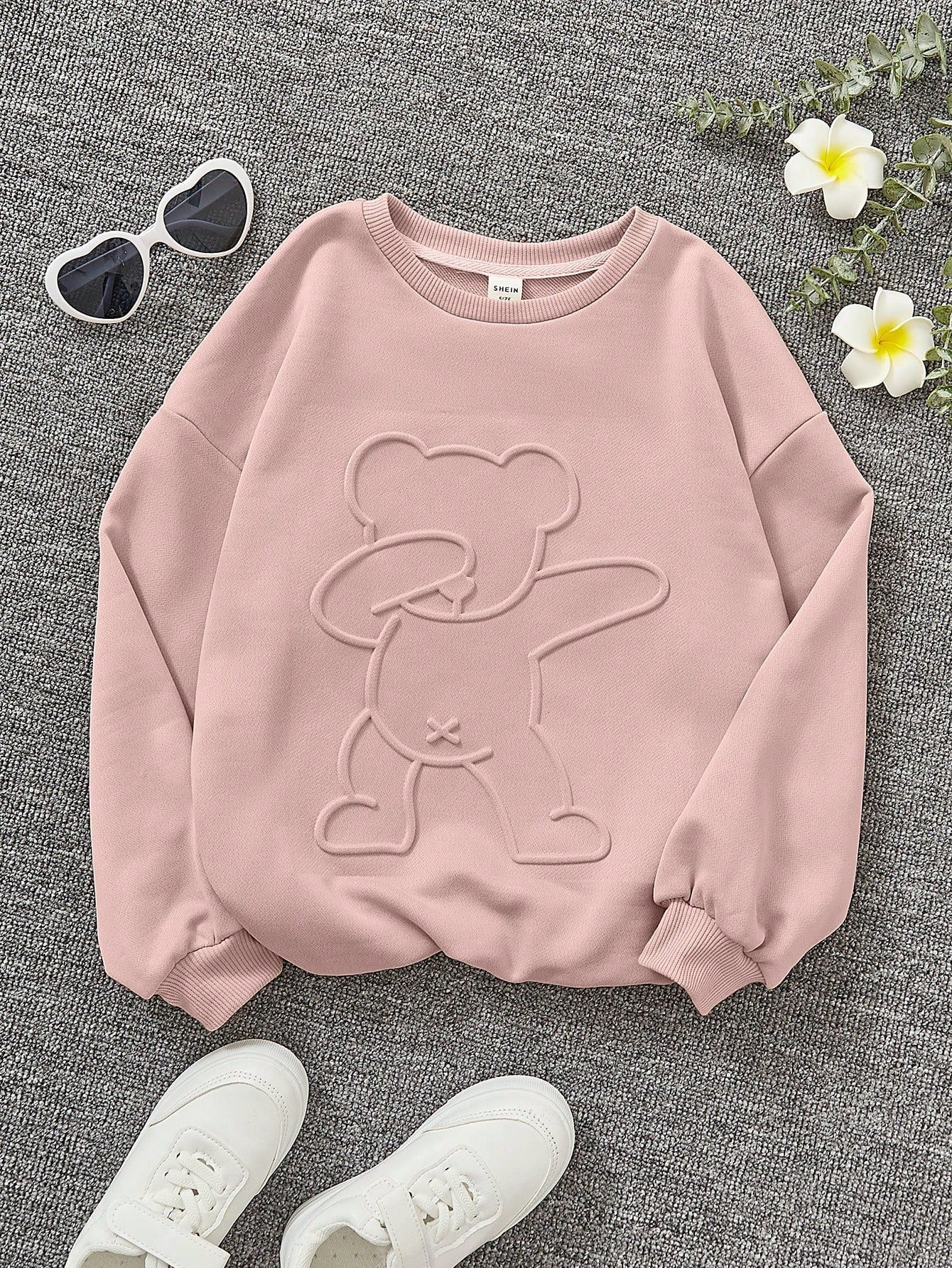 Tween Girl Cartoon Graphic Drop Shoulder Sweatshirt