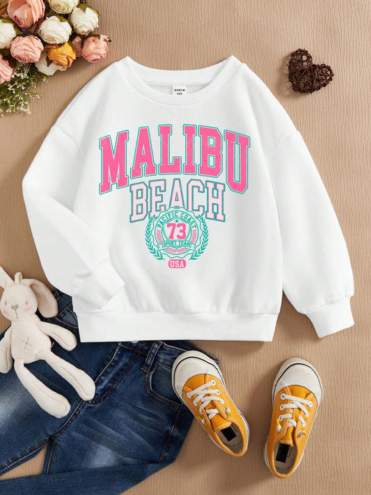 Young Girl Letter Graphic Drop Shoulder Sweatshirt