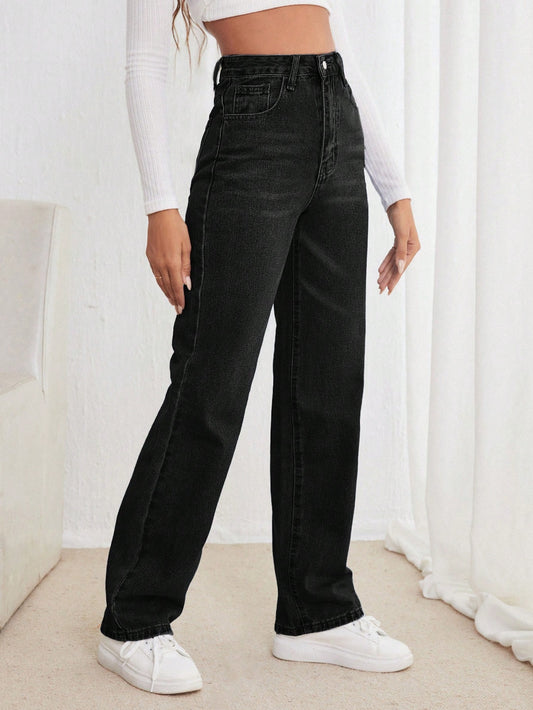 Frenchy High Waisted Straight Leg Jeans