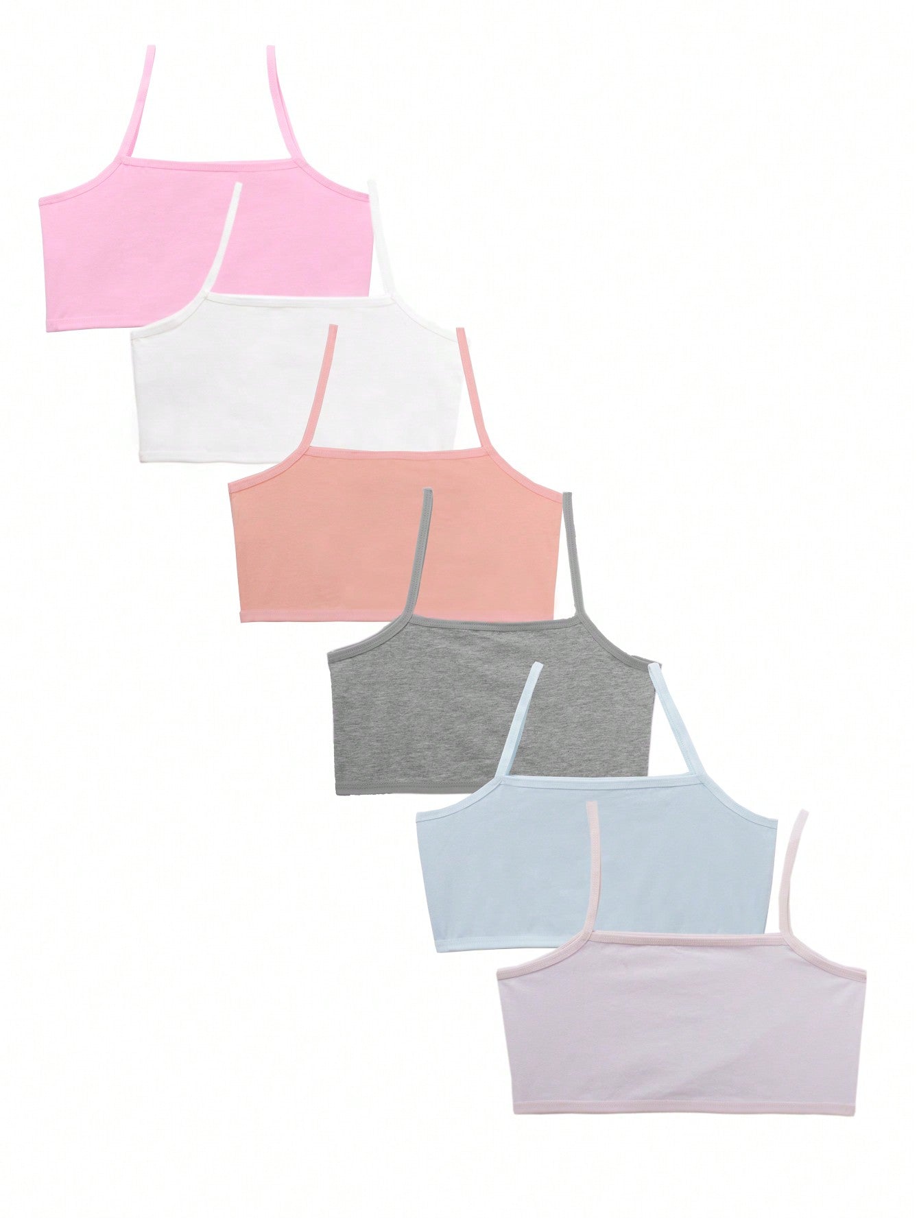 Young Girl 6pcs/Set Solid Color Bralettes