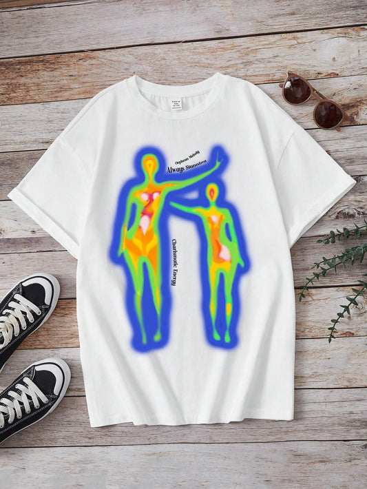 Teen Girl Body Heat Map Print Drop Shoulder Tee