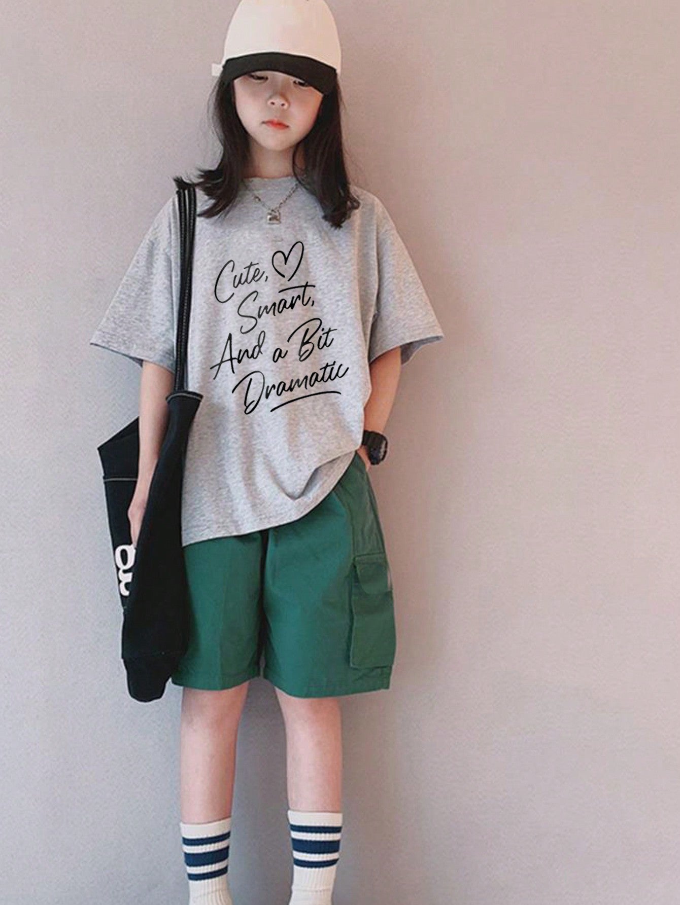 Tween Girl Lovely Simple Fresh Slogan Printed Round Neck T-Shirt For Summer