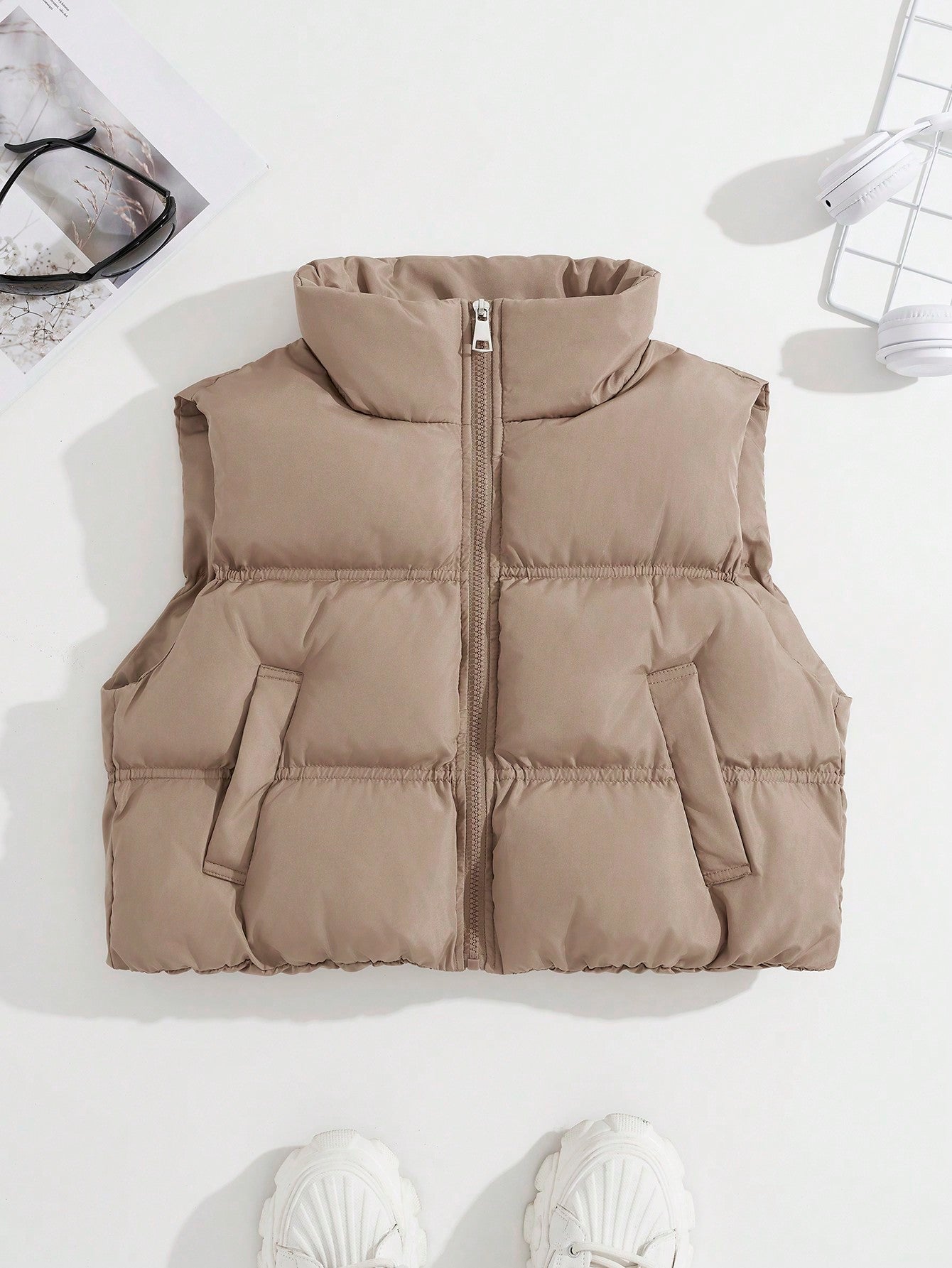 Zipper Front Vest Padded Jacket