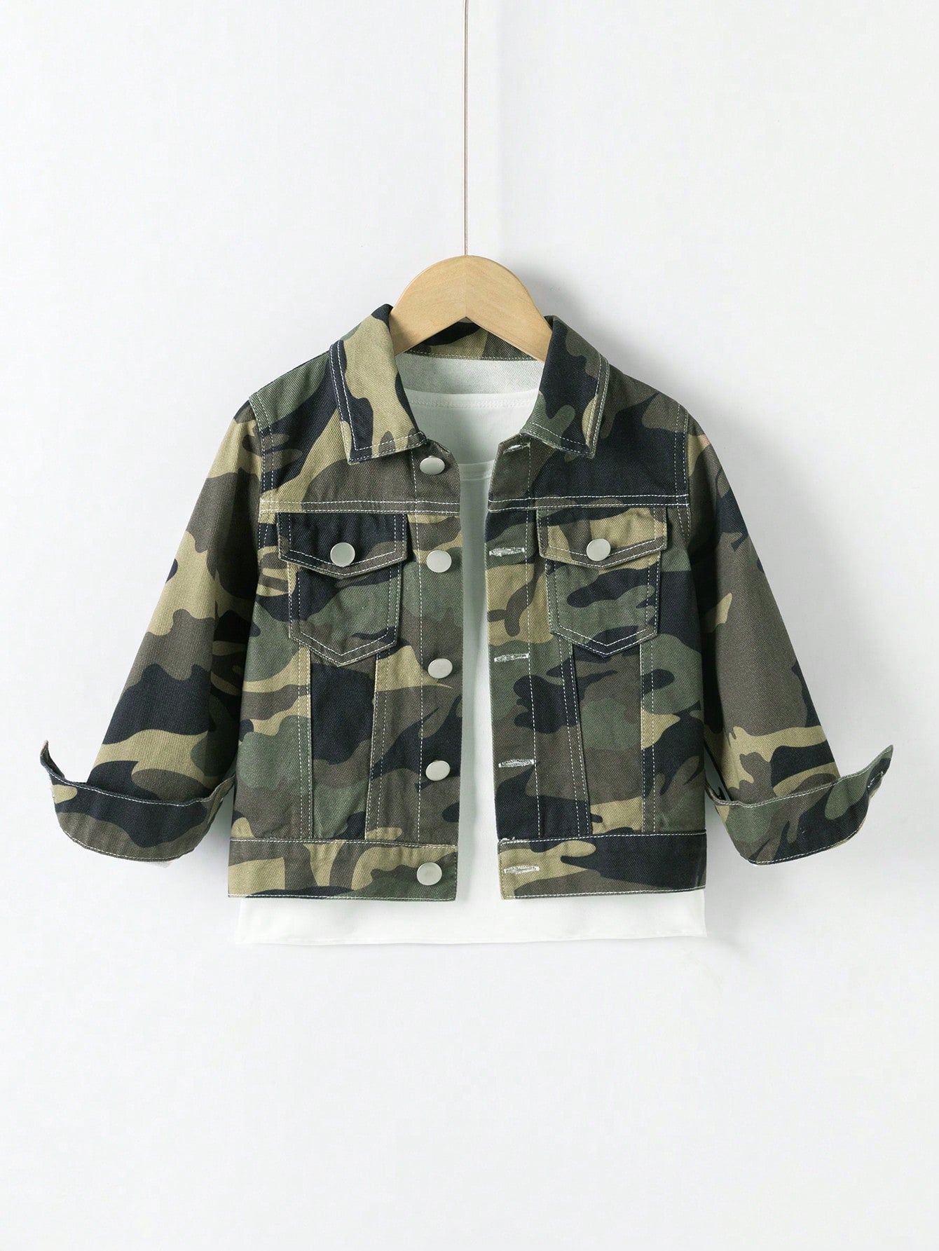 Young Boy Camo Print Denim Jacket Without Tee