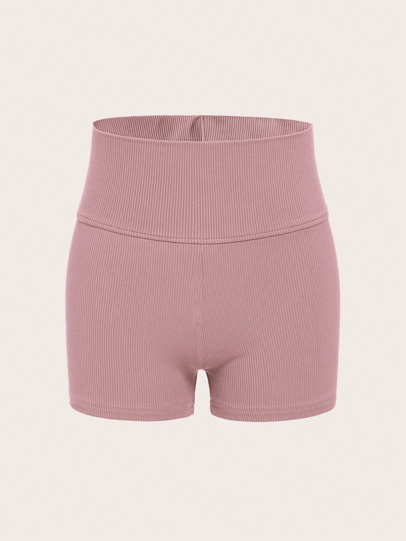 Tween Girl Spring/Summer Casual High Waist Solid Color Ribbed Knit Cycling Shorts Leggings