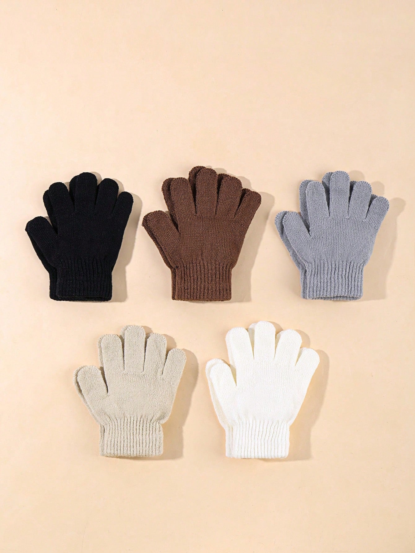 5pairs Random Solid Color Kids Gloves