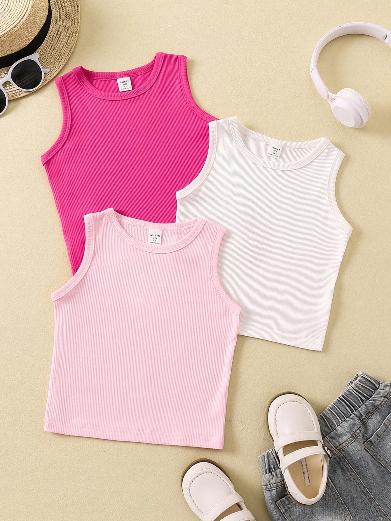 Young Girl 3pcs Solid Tank Top