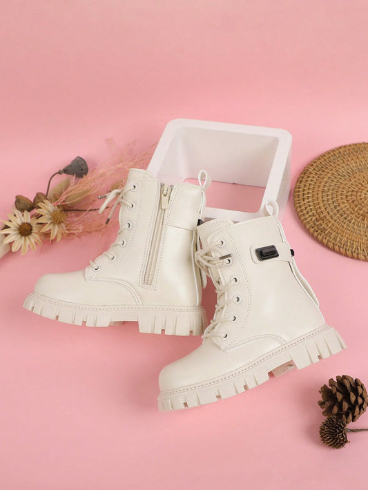 Winter New Arrival Girls' Boots For Kids, Flat Round Toe Boots, Mid-Calf Princess Boots