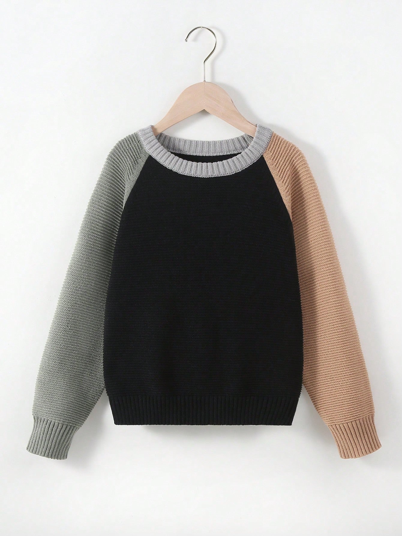 Tween Boy Color Block Raglan Sleeve Sweater