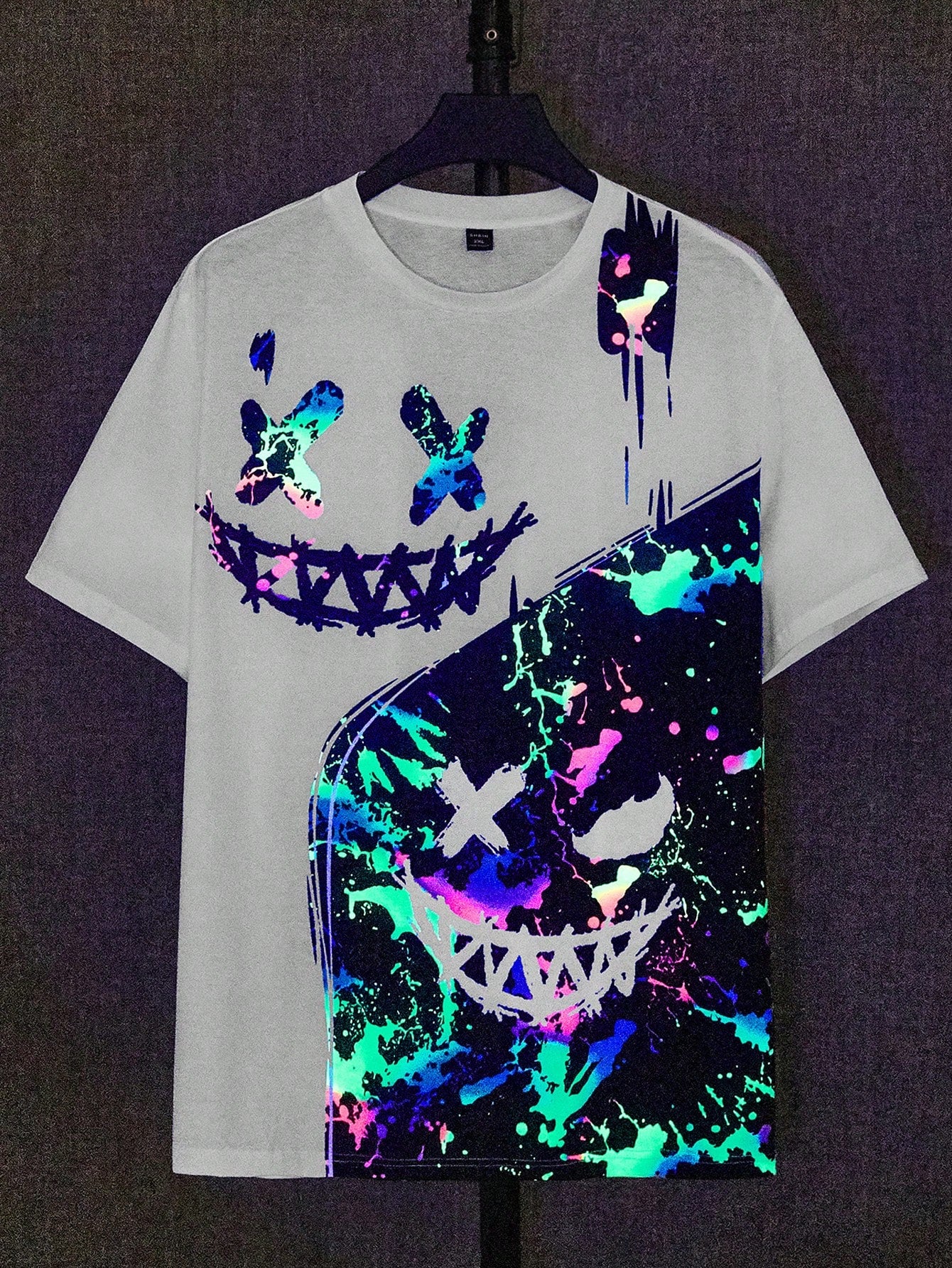 Men Plus Reflective Cartoon Graphic Tee