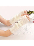 Fluorescent Color Sleeves Knitted Girls Warm Sleeves Bright Color Mid-Length Arm Sleeves For High Street Girls