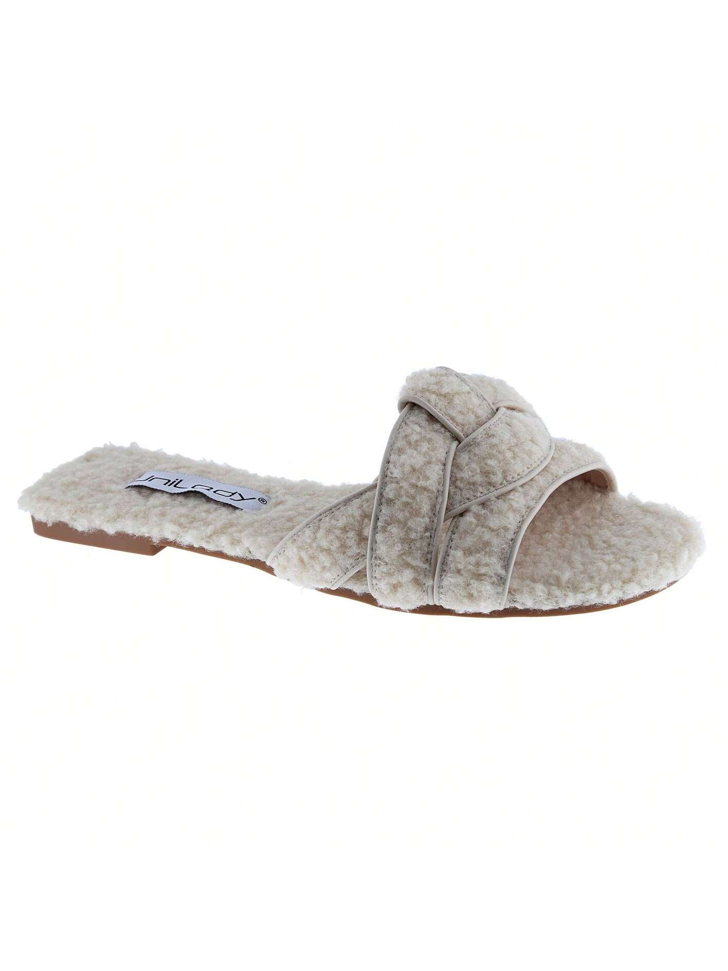 BELOVELY【Warm-2】Women’s Open Toe Slide Slippers,Women's Terry Spa Slip On Slide Slipper for Indoor/Outdoor Comfort