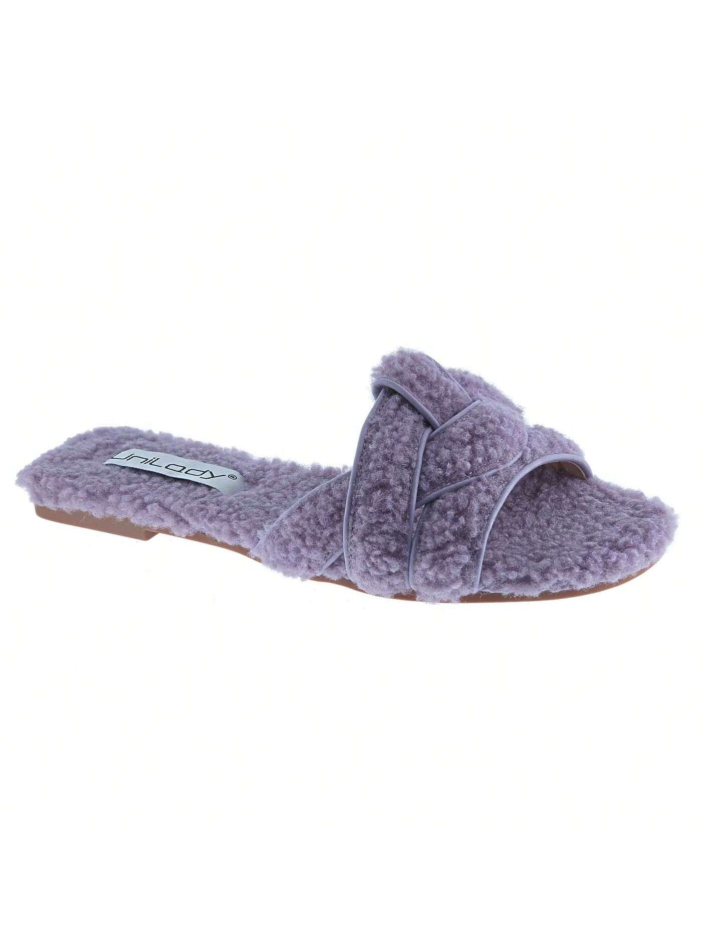 BELOVELY【Warm-2】Women’s Open Toe Slide Slippers,Women's Terry Spa Slip On Slide Slipper for Indoor/Outdoor Comfort