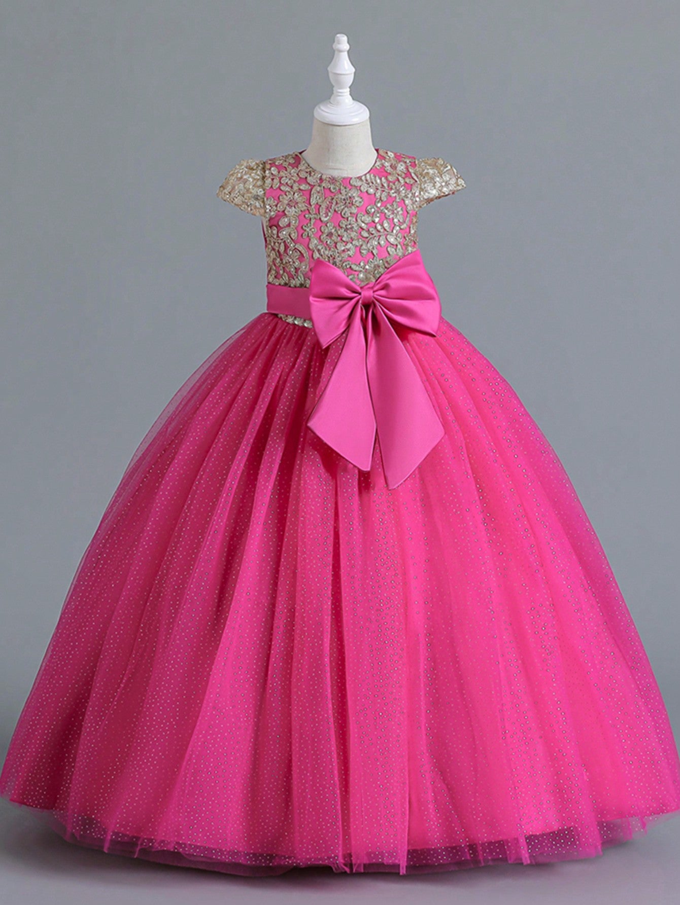 Tween Girl Gorgeous And Elegant Bow Holiday Party Evening Princess Dress