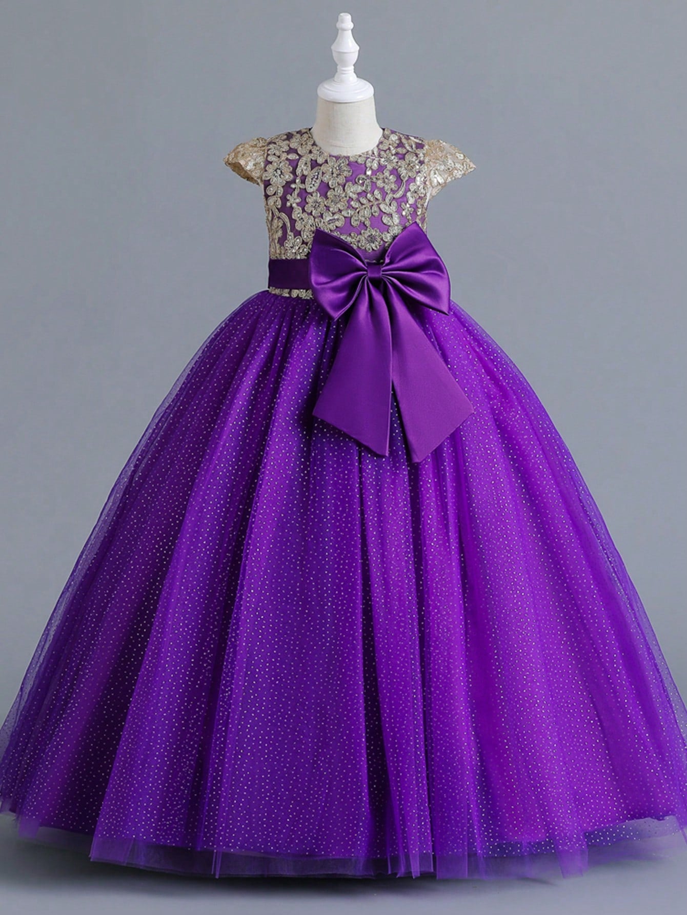 Tween Girl Gorgeous And Elegant Bow Holiday Party Evening Princess Dress