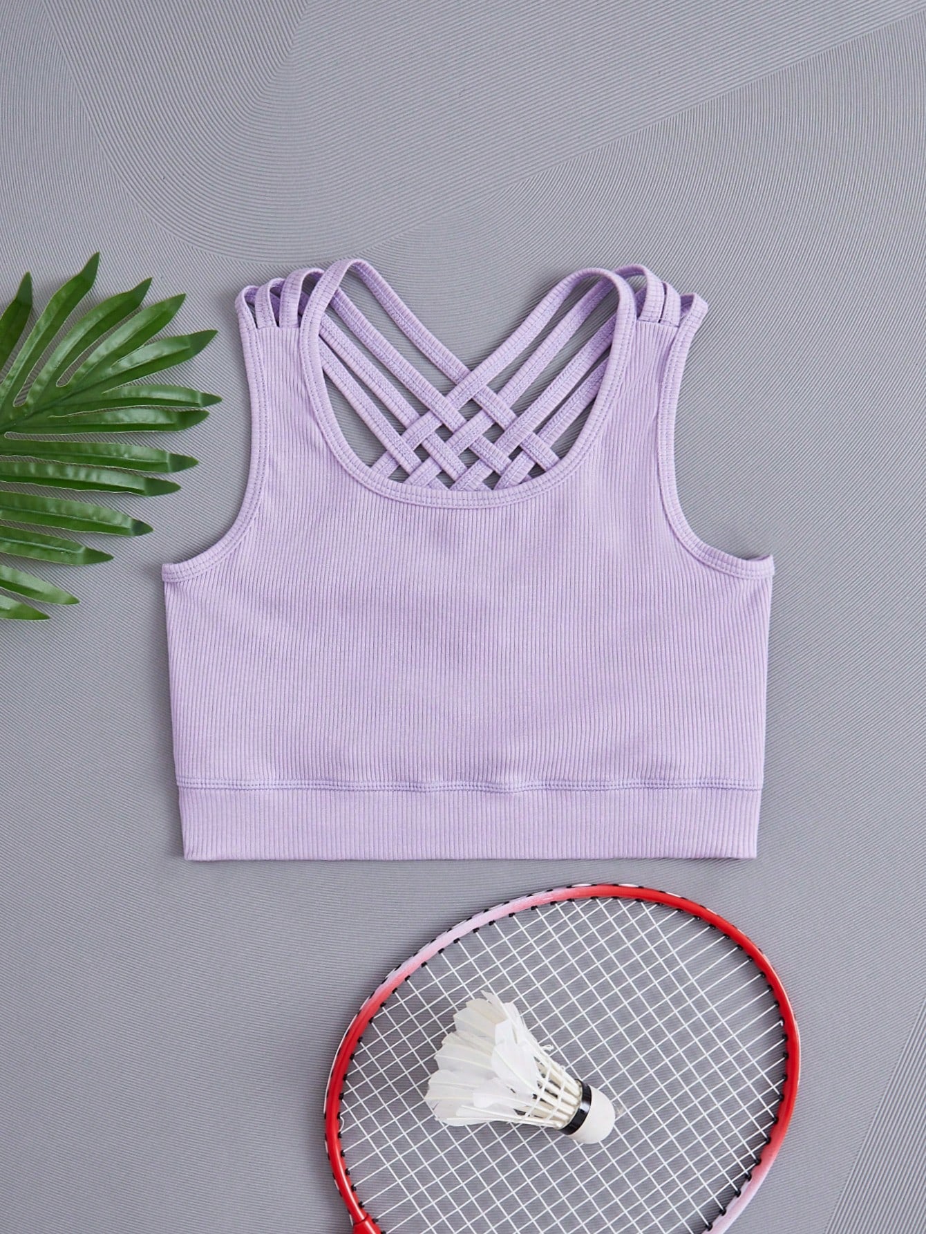 Tween Girl Solid Criss Cross Back Sports Tank Top