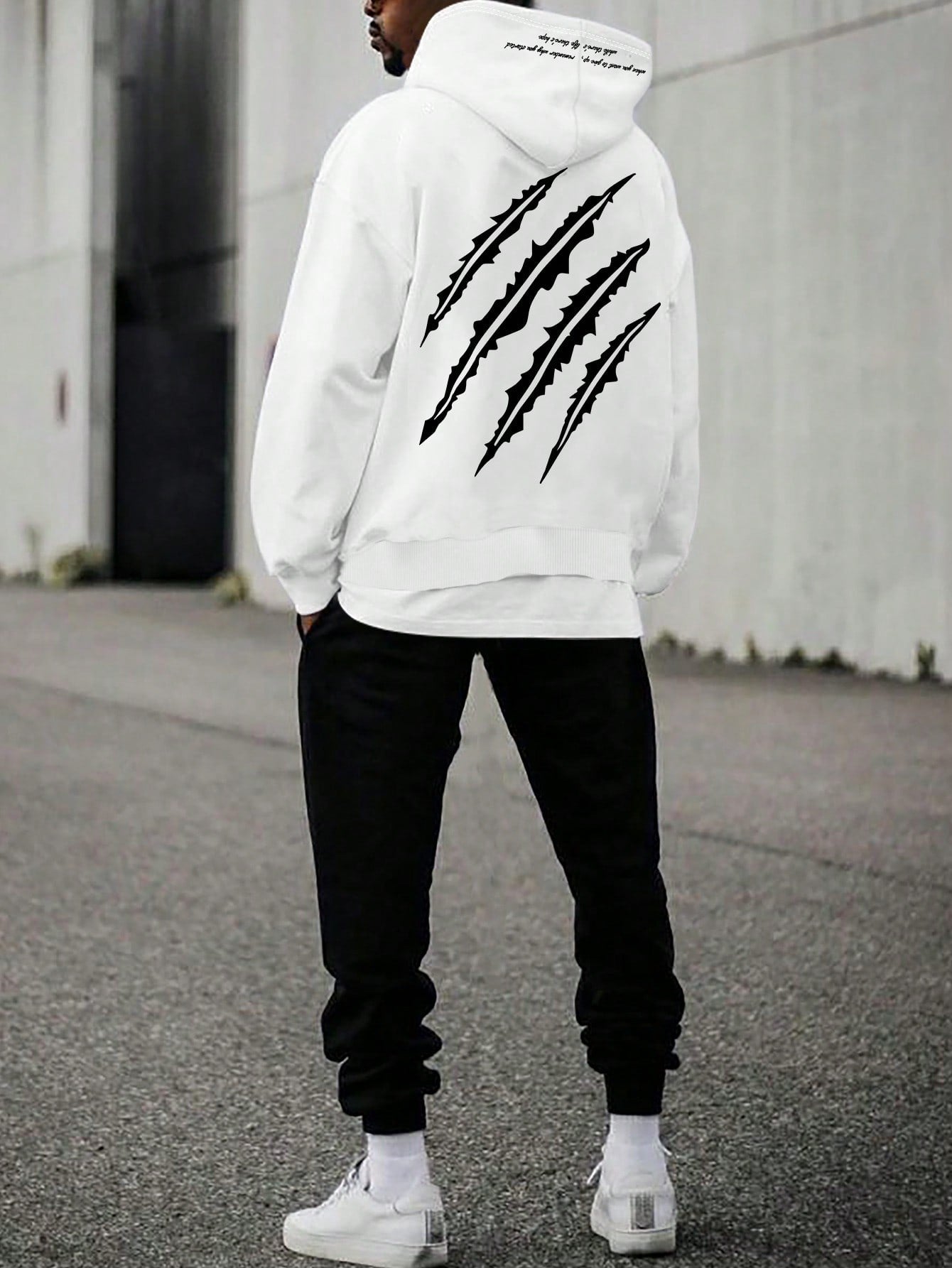 Men's Claw Pattern Drop Shoulder Hoodie And Joggers Set