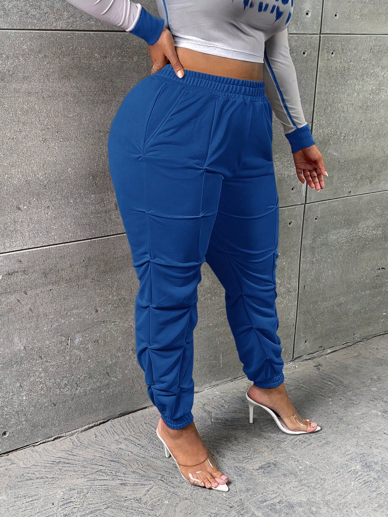 Plus Solid Ruched Side Sweatpants