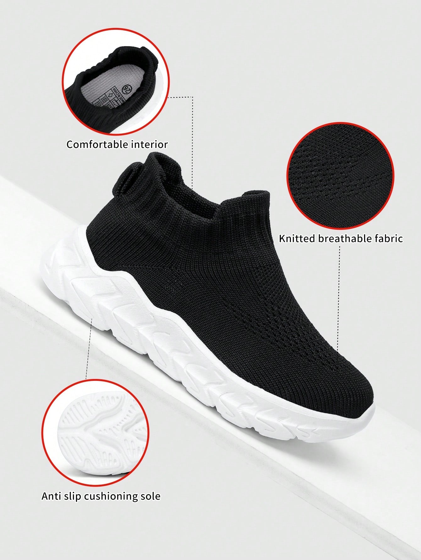 Girls Minimalist Slip-On Sock Sneakers