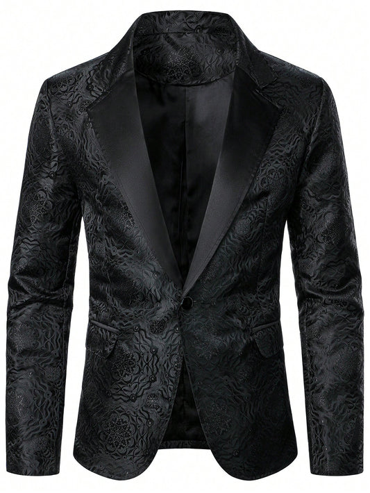 Men Halloween Jacquard Single Button Blazer