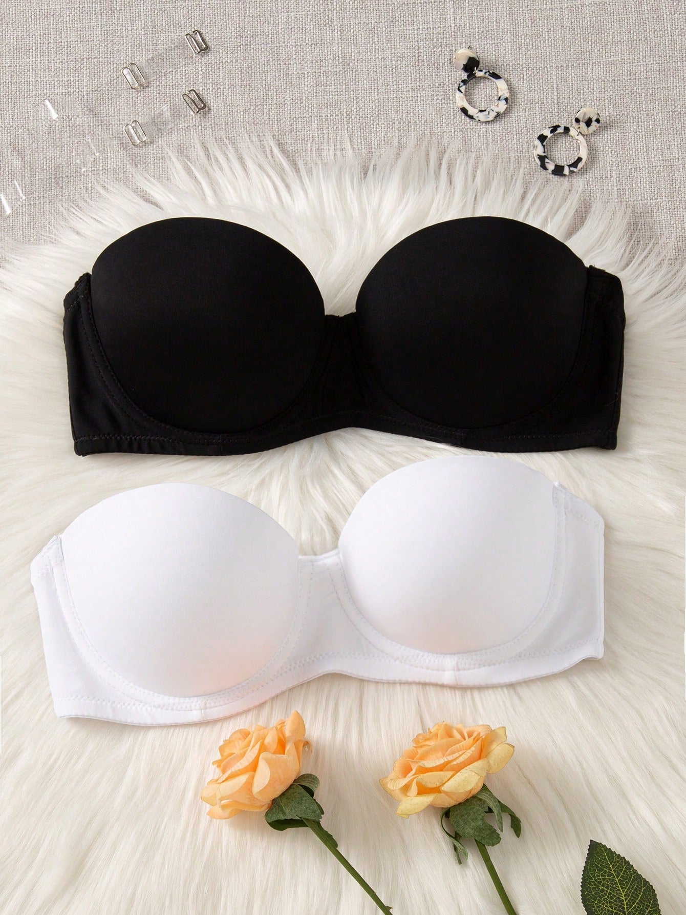 2pcs Solid Tube Underwire Bra