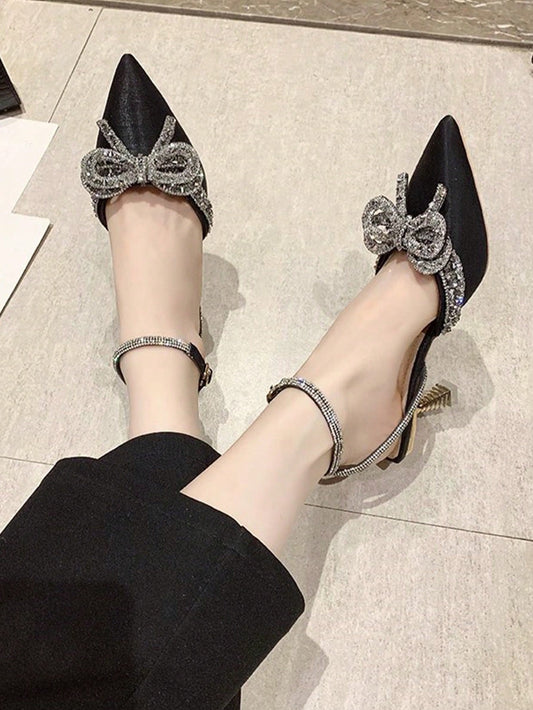 Women's Elegant High Heel Pump Shoes With Bow Detail