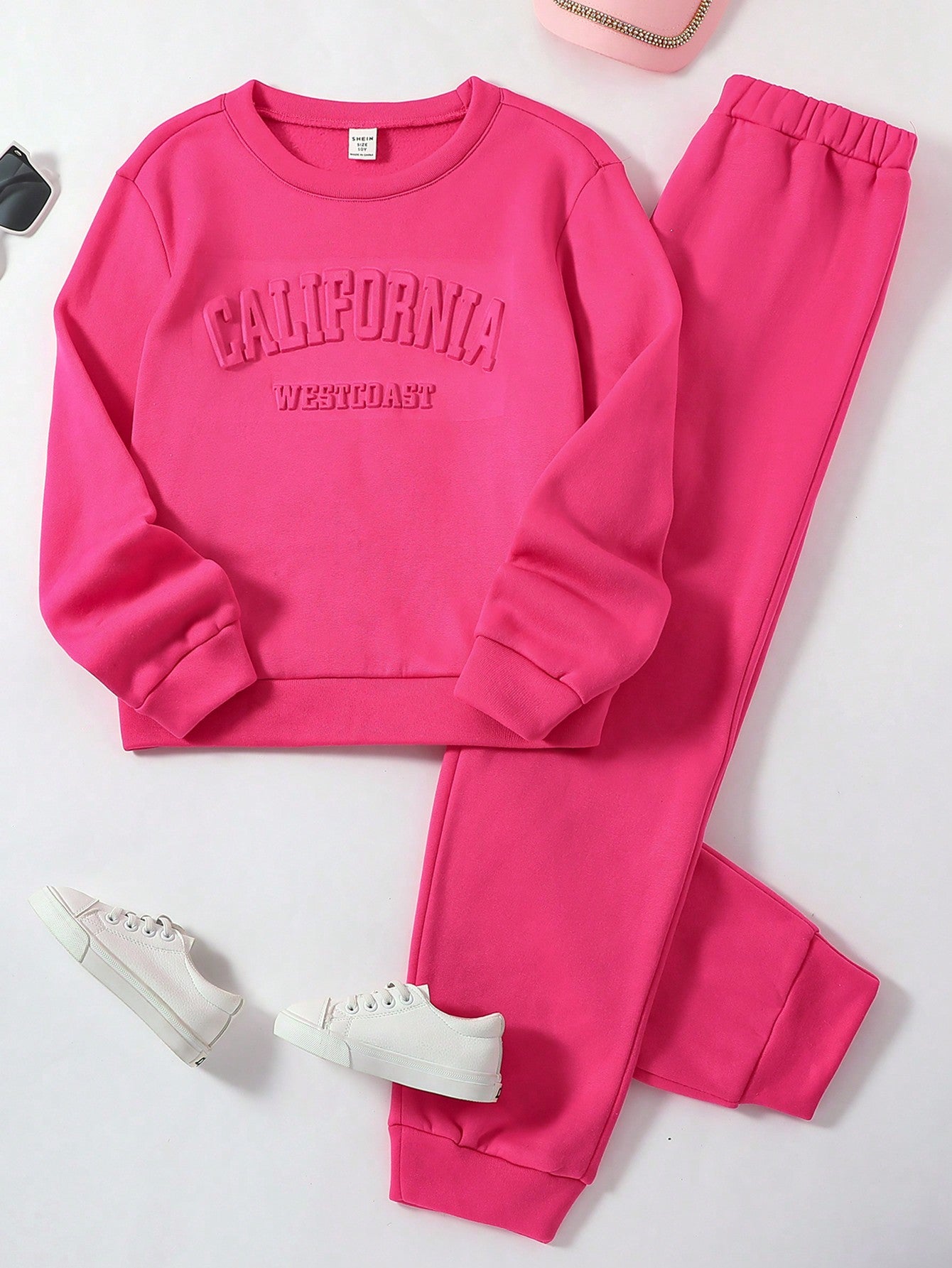 Tween Girl Letter Graphic Thermal Lined Pullover & Sweatpants