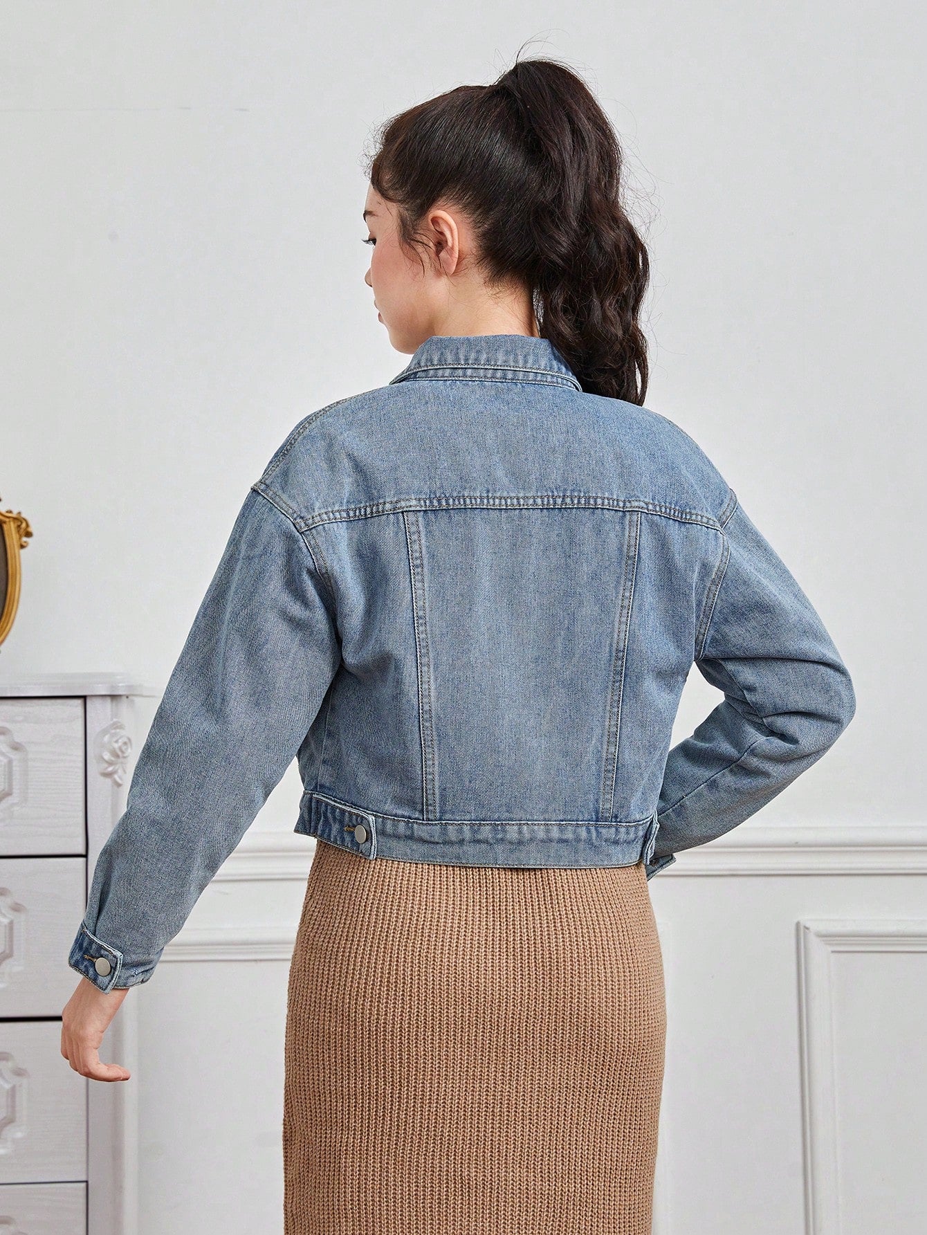 Teen Girl Flap Pocket Denim Jacket