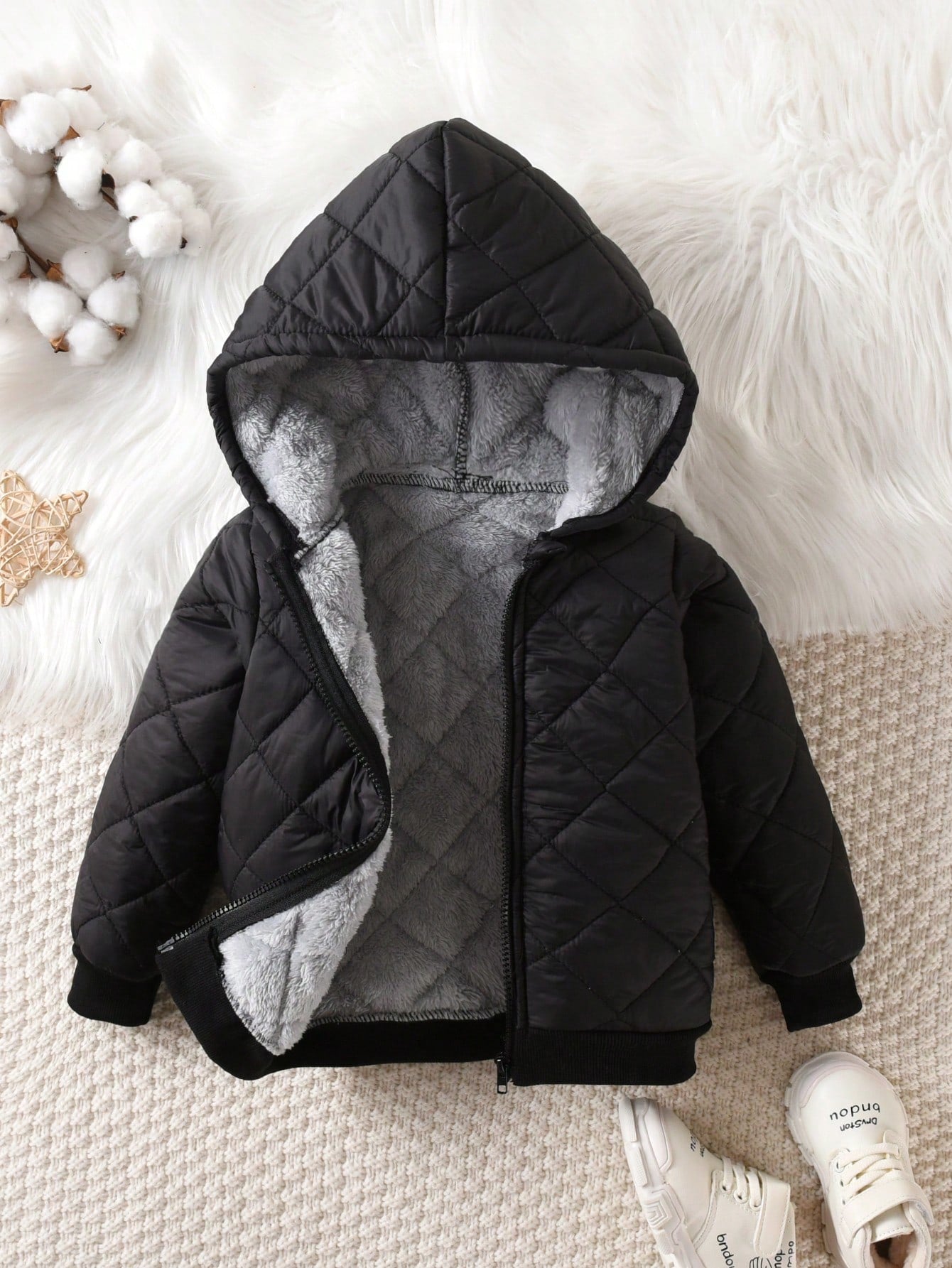 Young Girl Zip Up Thermal Lined Hooded Quilted Coat