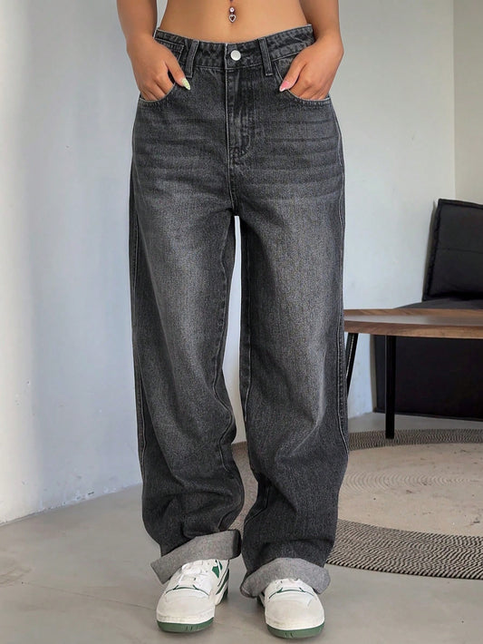 Slant Pocket Straight Leg Jeans