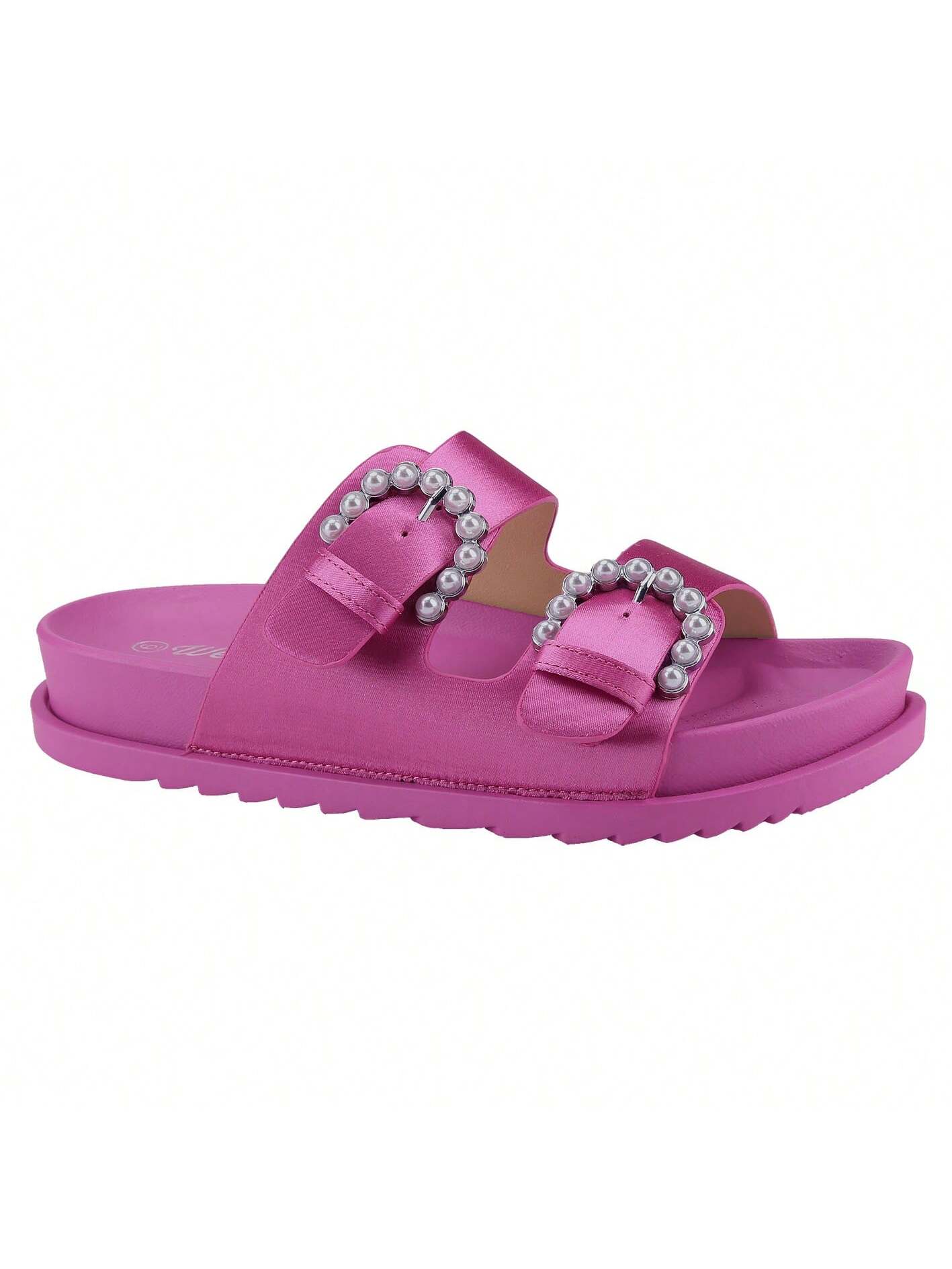 BELOVELY【Fax-1】Womens Sandals Adjustable Double Buckle Strap Waterproof EVA Flat Slides